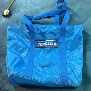Vintage Jordache Royal Blue Nylon Tote with Front Zip Logo Pocket
